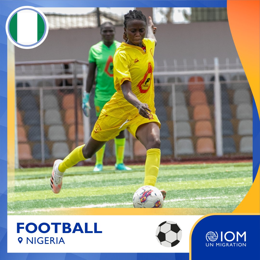 UNmigration's tweet photo. On the field, your skill outweighs your gender, ethnicity and origin.

In #Nigeria, IOM is empowering young female athletes to challenge gender stereotypes and take up sports for their personal development. As #WEURO25 begins, we advocate for #Sports4Unity! https://t.co/W5J3ILOX5r