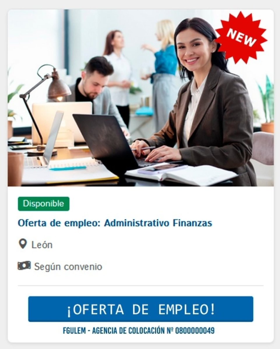 FGULEM (@fgulem) on Twitter photo ¡2 NUEVAS OFERTAS DE EMPLEO ! 📅 29/06/2025
✔Administrativo de finanzas, León🆕️
✔Fisioterapeuta, León🆕️
fgulem.es/ofertasempleo
☎ 987 291 651 / 633 36 15 66 (Solo WhatsApp)
📧 empleo@fgulem.es
#Empleo #busquedadetrabajo #desarrolloprofesional #hiring #leonesp ¡2 NUEVAS OFERTAS DE EMPLEO ! 📅 29/06/2025
✔Administrativo de finanzas, León🆕️
✔Fisioterapeuta, León🆕️
fgulem.es/ofertasempleo
☎ 987 291 651 / 633 36 15 66 (Solo WhatsApp)
📧 empleo@fgulem.es
#Empleo #busquedadetrabajo #desarrolloprofesional #hiring #leonesp