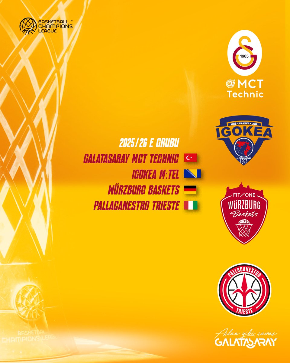 Galatasaray Basketbol (@gsbasketbol) on Twitter photo 🏆 Basketball Champions League 2025/26 sezonunda E Grubu’ndayız! #AslanGibiSavaş #KupalaraLayıksınSen
👋 🇧🇦 Igokea m:tel <a href="/BCIgokea/">Igokea m:tel</a>
👋 🇩🇪 FIT/One Würzburg Baskets
👋 🇮🇹 Pallacanestro Trieste <a href="/PallTrieste/">Pallacanestro Trieste</a>
ℹ️ Detaylı bilgi için; 👇
🔗 galatasaray.org/haber/basketbo… 🏆 Basketball Champions League 2025/26 sezonunda E Grubu’ndayız! #AslanGibiSavaş #KupalaraLayıksınSen
👋 🇧🇦 Igokea m:tel <a href="/BCIgokea/">Igokea m:tel</a>
👋 🇩🇪 FIT/One Würzburg Baskets
👋 🇮🇹 Pallacanestro Trieste <a href="/PallTrieste/">Pallacanestro Trieste</a>
ℹ️ Detaylı bilgi için; 👇
🔗 galatasaray.org/haber/basketbo…