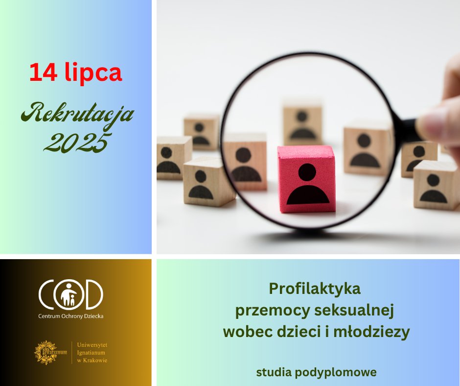 Centrum Ochrony Dziecka (@codziecka) on Twitter photo 14 lipca rusza rekrutacja na studia podyplomowe <a href="/Ignatianum_UIK/">Uniwersytet Ignatianum w Krakowie</a> w tym na kierunek: Profilaktyka przemocy seksualnej wobec dzieci i młodzieży #studiaCOD 14 lipca rusza rekrutacja na studia podyplomowe <a href="/Ignatianum_UIK/">Uniwersytet Ignatianum w Krakowie</a> w tym na kierunek: Profilaktyka przemocy seksualnej wobec dzieci i młodzieży #studiaCOD