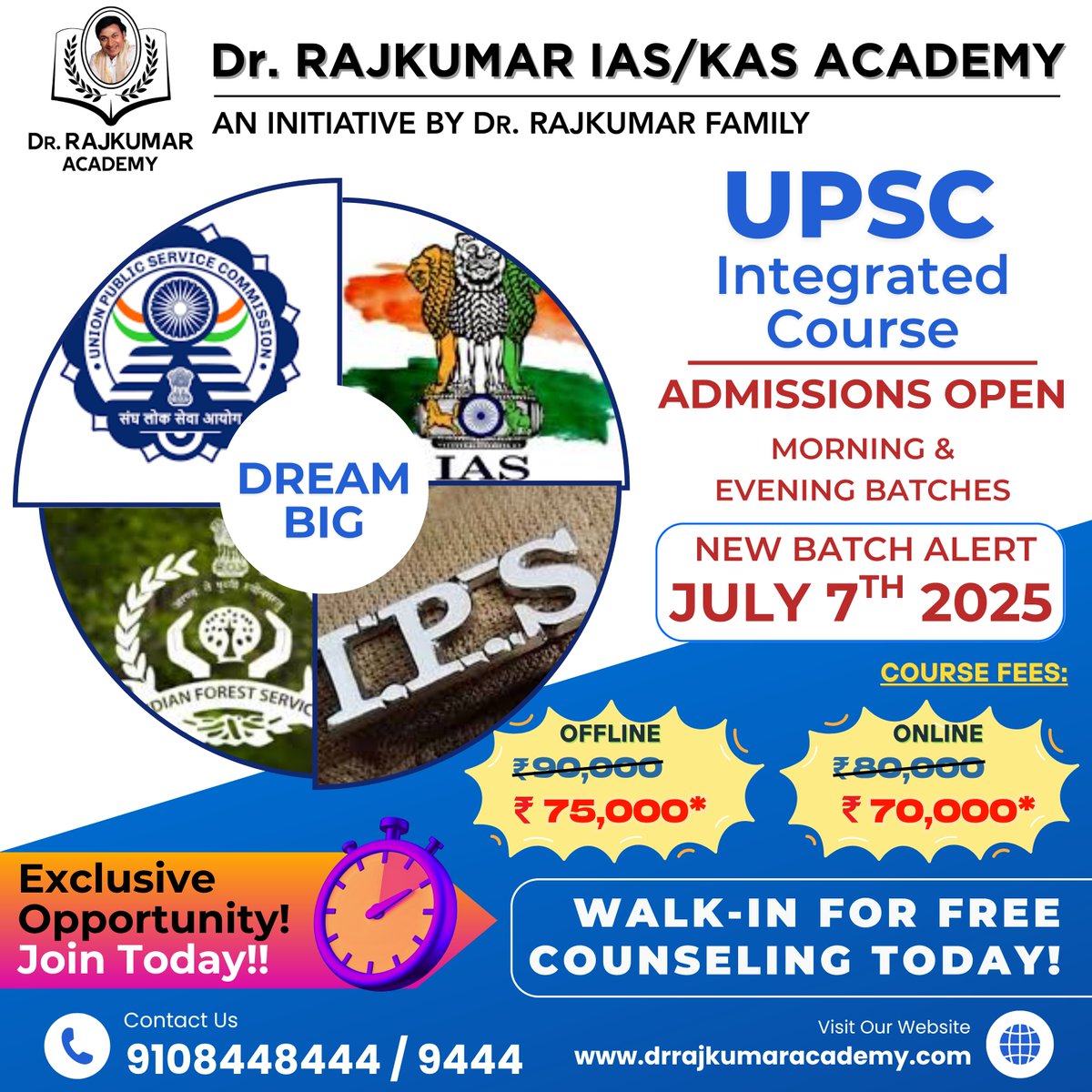 🚀📚 UPSC Integrated Course – Admissions OPEN for Morning &amp; Evening Batches!

Your UPSC journey starts NOW — don’t wait for the “right time” when the right course is right here! ⏳

📞 Call: 9108448444 / 9444
#UPSC  #UPSC2025 #JoinNowSucceedSoon #drrajkumaracademy