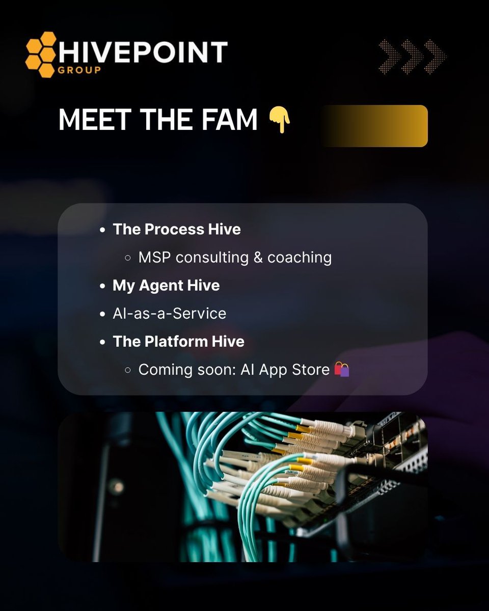 rivercitylogix's tweet photo. 🚨 BIG NEWS 🚨
We’ve rebranded!
River City Logix is now HivePoint Group — same mission, new name, and a bigger vision..

Meet our family:
🟠The Process Hive
🔵 MyAgent Hive
🟡 The Platform Hive
🔜 Coming soon: The App Store https://t.co/7sgFpOGNhY