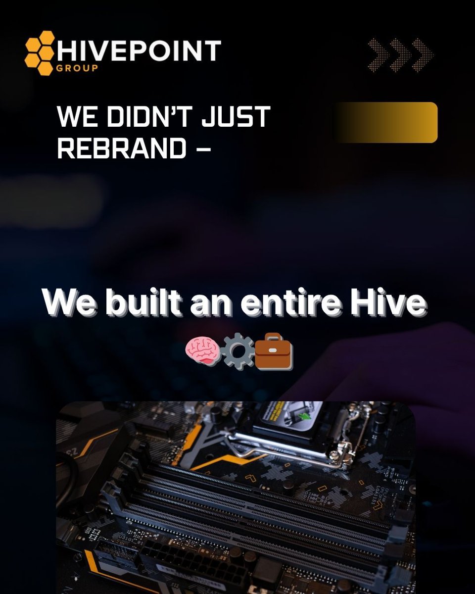 rivercitylogix's tweet photo. 🚨 BIG NEWS 🚨
We’ve rebranded!
River City Logix is now HivePoint Group — same mission, new name, and a bigger vision..

Meet our family:
🟠The Process Hive
🔵 MyAgent Hive
🟡 The Platform Hive
🔜 Coming soon: The App Store https://t.co/7sgFpOGNhY
