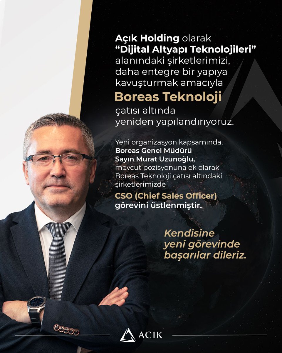 Açık Holding olarak "Dijital Altyapı Teknolojileri" alanındaki şirketlerimizi, daha entegre bir yapıya kavuşturmak amacıyla Boreas Teknoloji çatısı altında yeniden yapılandırıyoruz.