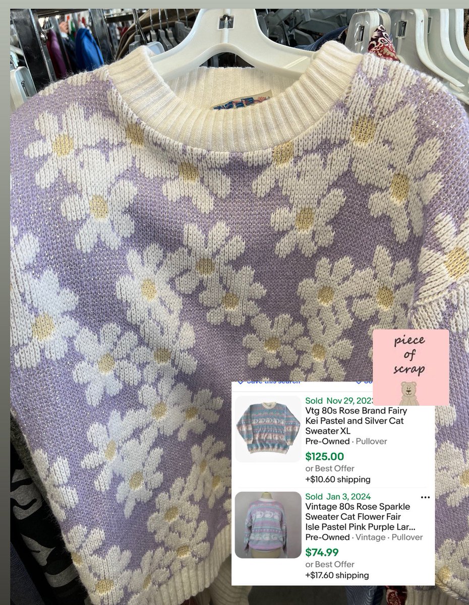 piece_of_scrap's tweet photo. Walk into a thrift store, find this vintage beauty and make $100 ๐ฐ Anyone can do it!
#thrift #ebay #reseller #entrepreneur #goodwillfind #makemoneyfast #vintagefashion Itโs a Good Wednesday #WednesdayMotivation #bohovibes https://t.co/A0QmxzU2Eq