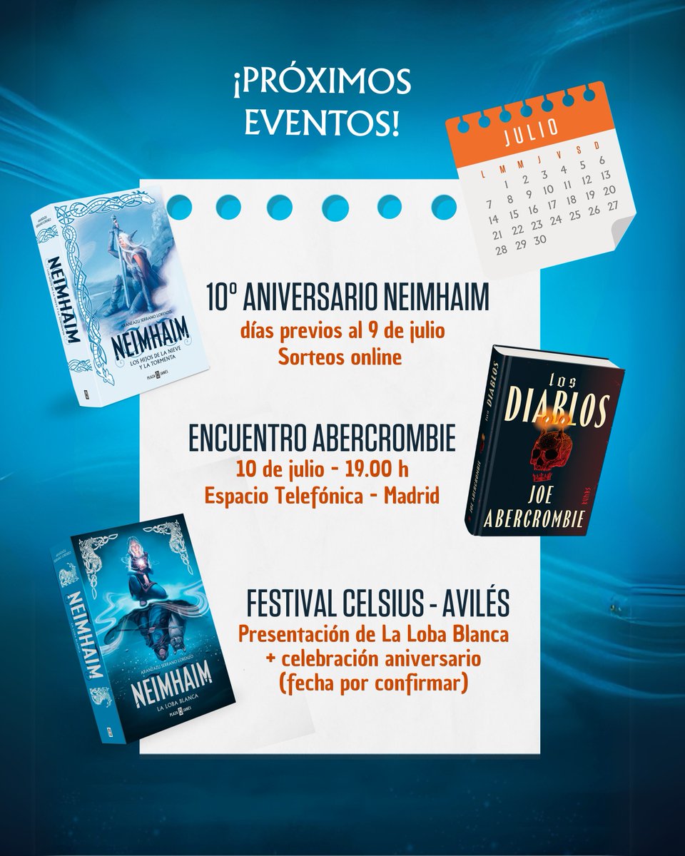 Aranzazu Serrano Lorenzo (@as_loren) on Twitter photo 📢📢📢ATENCIÓN: este mes de julio va a ser ÉPICO
🤩🙌
🎂10º aniversario de la saga <a href="/Neimhaim/">Neimhaim</a> - sorteos y regalos
👹Evento <a href="/LordGrimdark/">Joe Abercrombie</a> en Madrid
⚔️ Celebración aniversario y presentación de la Loba Blanca en <a href="/festivalcelsius/">Celsius 232</a>
¿Quieres saber más?😎👉acortar.link/60FYqt 📢📢📢ATENCIÓN: este mes de julio va a ser ÉPICO
🤩🙌
🎂10º aniversario de la saga <a href="/Neimhaim/">Neimhaim</a> - sorteos y regalos
👹Evento <a href="/LordGrimdark/">Joe Abercrombie</a> en Madrid
⚔️ Celebración aniversario y presentación de la Loba Blanca en <a href="/festivalcelsius/">Celsius 232</a>
¿Quieres saber más?😎👉acortar.link/60FYqt