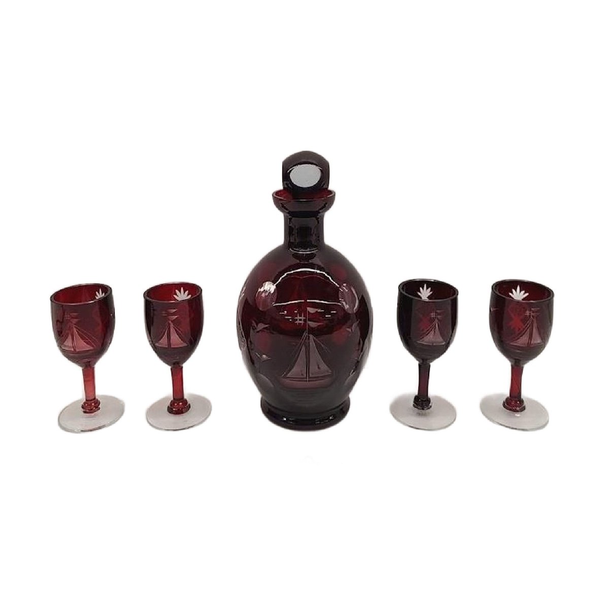 JunkYardBlonde's tweet photo. Mid Century Bohemia Cut to Clear Ruby Red Stemmed Cordial & Decanter Set , 5 Pieces. Free Shipping https://t.co/y4qgjDofhj #JunkYardBlonde #Etsy #CutToClear https://t.co/BsYK39A1qZ