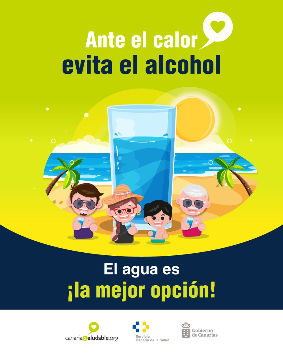 🥵 #Calor

🌡️ En caso de altas temperaturas, no abuses de bebidas con cafeína, alcohol o azúcar.

<a href="/SanidadGobCan/">Sanidad Gobcan</a> <a href="/PresiCan/">Presidencia GobCan</a> <a href="/JuventudCanaria/">JuventudCanaria.com</a> <a href="/112canarias/">112 Canarias</a> <a href="/012Gobcan/">012Gobcan</a>