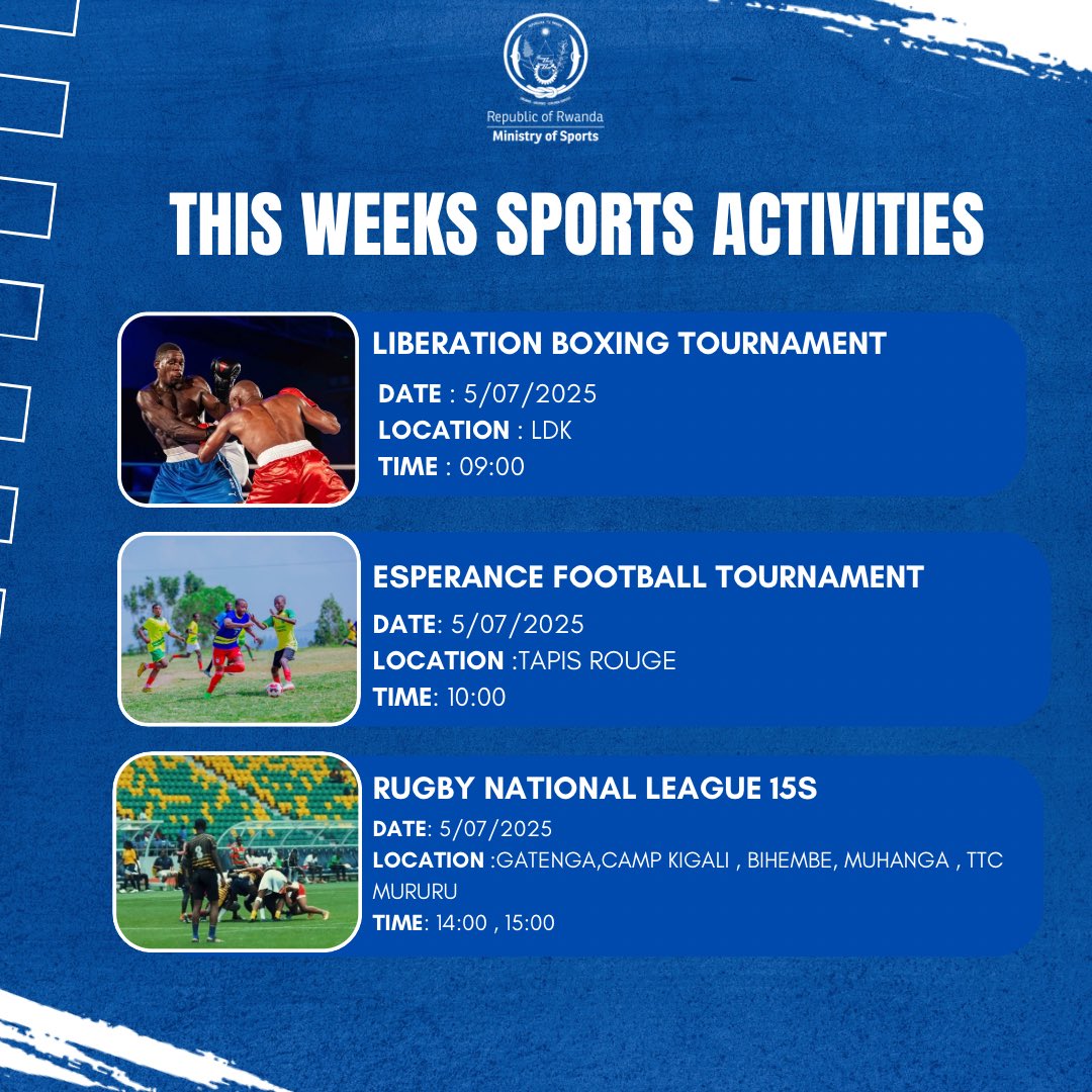 Public holidays are here! It’s the perfect time to unwind AND get moving! We’ve got rugby, boxing, volleyball, and so much more lined up. 

There’s truly something for everyone! Come join us, come cheer, come be part of the energy. Don’t just relax #MoveMore this week !