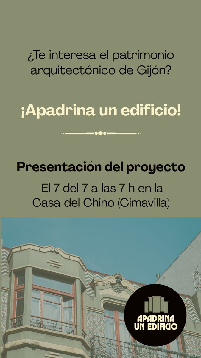 Este próximo lunes 7 a las 7 tenemos esto en la Casa del Chino en Cimavilla.
Si te interesa el patrimonio arquitectónico de #Gijón pasate por allí a conocer el proyecto🤗