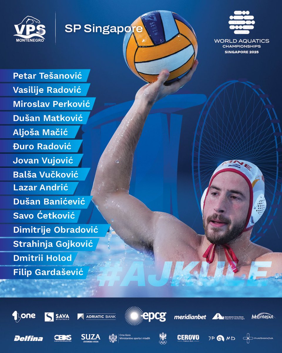 Dejan Savić, selektor vaterpolo reprezentacije Crne Gore, odredio je 15 igrača koji će nastupiti na Svjetskom prvenstvu u Singapuru.