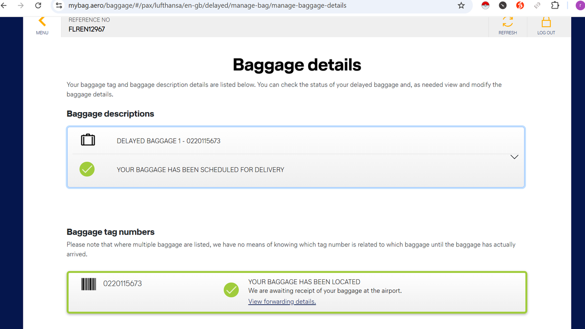 rishisingla's tweet photo. @lufthansa @lufthansa this is status from last 4 days. The baggage is with the courier but not getting delivered. Please understand its been 4 days and the baggage is not delivered. This is very bad. Please also give us the compensation amount for all the hassle we are going through. https://t.co/cpU6nGINVs