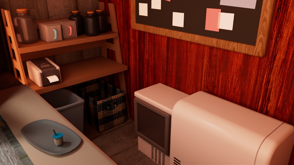 M_i_i0i's tweet image. 進捗だ～
今日はとくにお店の中を賑やかにした
#3dcg #maya #m3d