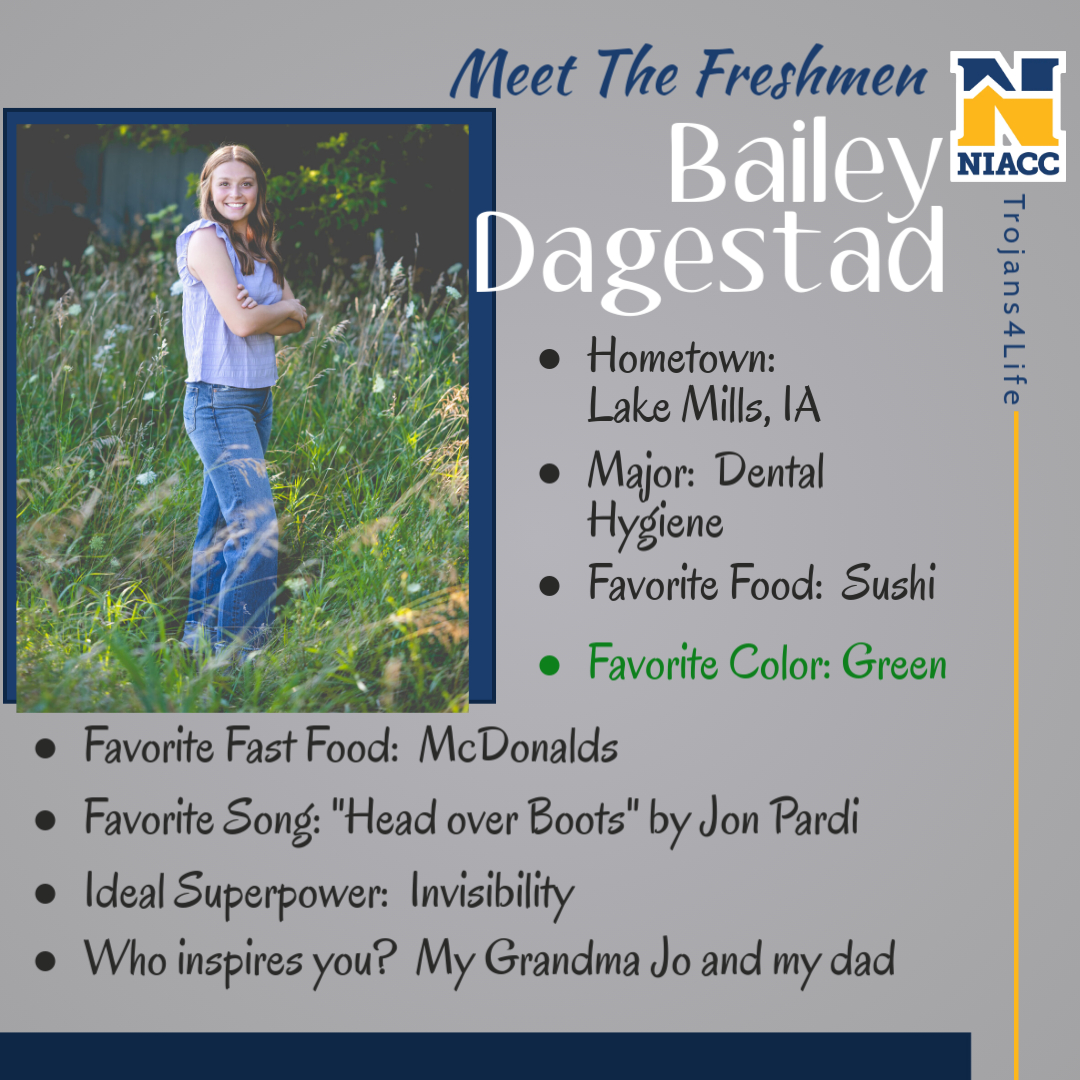 NIACC 🏐 Volleyball (@niaccvolleyball) on Twitter photo Time to meet our Freshmen! Next up is Bailey Dagestad from Lake Mills, Iowa! #Trojan4Life <a href="/NIACCTrojans/">NIACCTrojans</a> Time to meet our Freshmen! Next up is Bailey Dagestad from Lake Mills, Iowa! #Trojan4Life <a href="/NIACCTrojans/">NIACCTrojans</a>