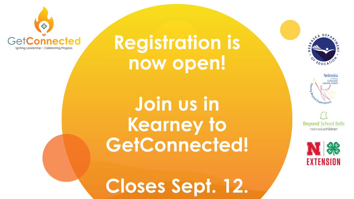 NDEFamComEngage's tweet image. GetConnected registration is now open!  

Visit education.ne.gov/21stcclc/nebra… to register today! Be sure to register based on your attendance type (Regular Attendee, Vendor, Presenter). Vendor and Presenter selections are still being made, so keep an eye out! #getconnected2025