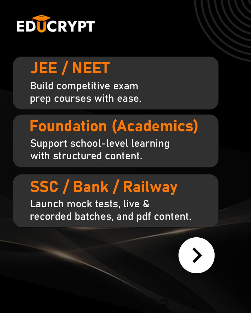educrypt_ai's tweet image. Launch, manage, and grow your digital academy across multiple segments with EduCrypt’s powerful, all-in-one platform. 

Contact us to get started- bit.ly/46lyGVC

#educrypt #onlineteaching #EdTechIndia #digitalcoaching #teachonline #LMSplatform #elearningsolutions