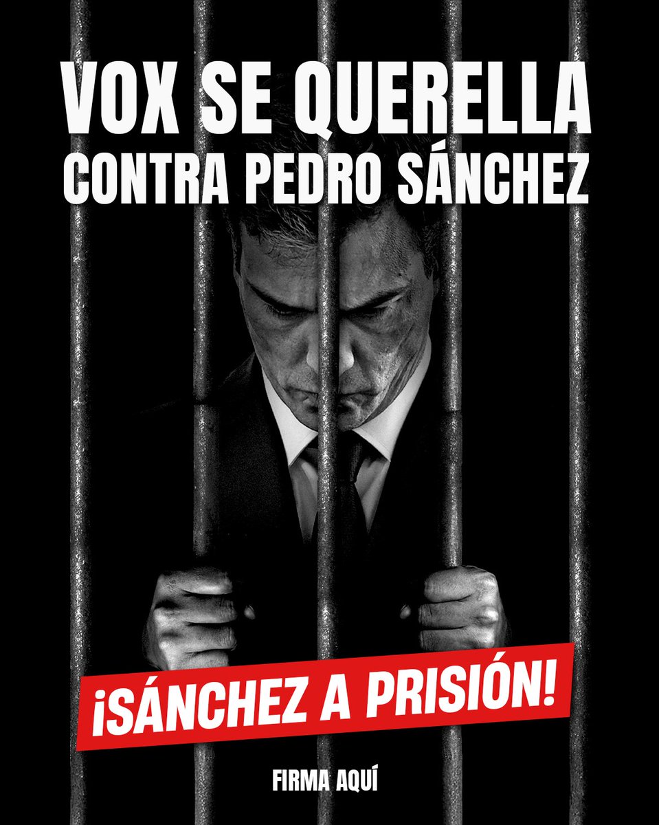 ¡Pedro Sánchez a prisión!

Ayúdanos a conseguirlo.

📝 Firma y te contaremos cómo:  accion.voxespana.es/sanchezaprision