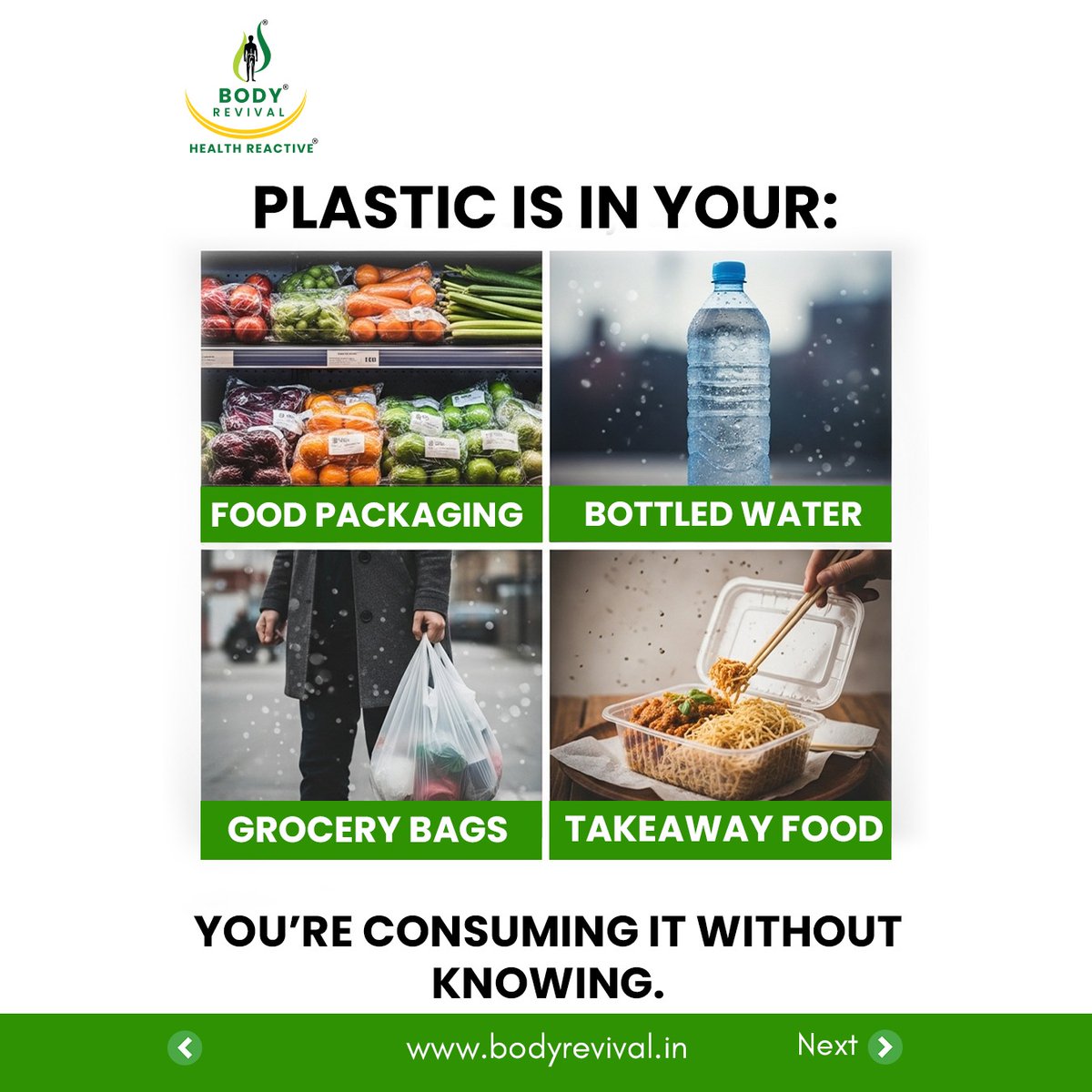 bodyrevival3's tweet photo. Plastic use may lead to increases cancer risk

From food packaging to drinking water bottles, from grocery bags to takeout food containers - we use plastic everywhere!

We take in lakhs of microplastics in our body!

#plasticfreeday #PlasticFreeJuly #CancerAwareness #BodyRevival https://t.co/hAhSS0UQIX