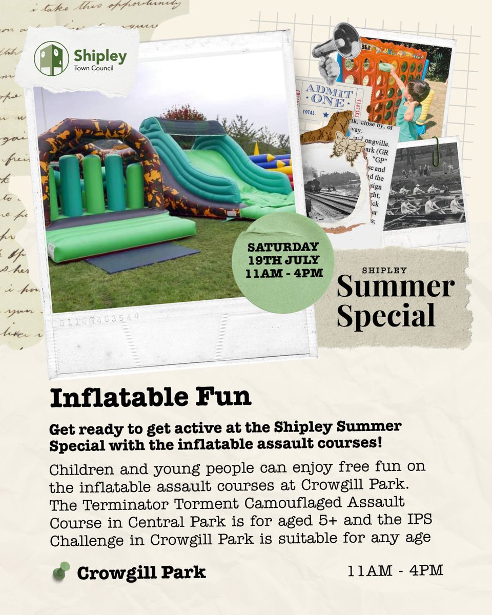 ShipleyTC's tweet image. With just over two weeks to go until the Shipley Summer Special event, here are just a few of the activities you can enjoy on Saturday 19th July including free face painting, inflatable fun in the park and lego club at the Kirkgate Community Centre!
More details to follow!