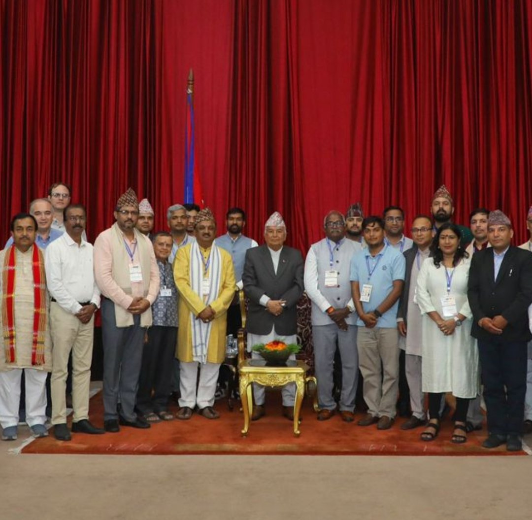 TiwariNilabh's tweet image. नेपाल के महामहिम राष्ट्रपति श्री रामचन्द्र पौडेल के साथ भेंट करने का अवसर विश्वसंस्कृतसम्मेलन के उपरान्त प्राप्त हुआ।