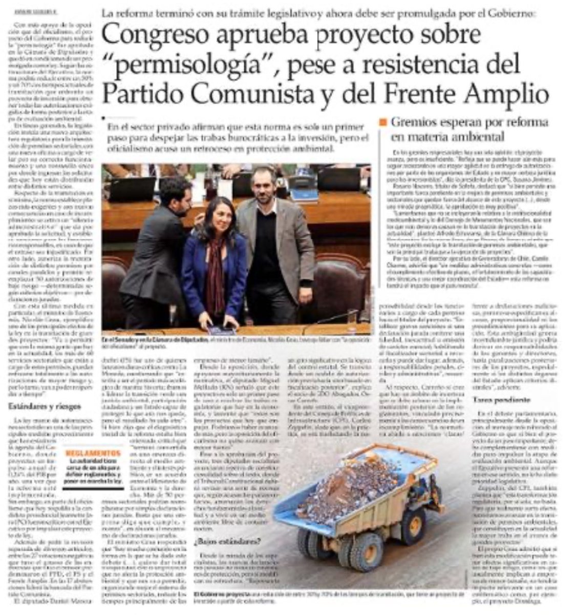 Esto es buena noticia. Pero ojo, es solo el primer paso para resolver los problemas de fondo que hoy traban la inversión. A este esfuerzo hay que agregar reforma ambiental profunda, mejorar incentivos para funcionarios, dejar una sola vía de reclamación judicial, entre otros.