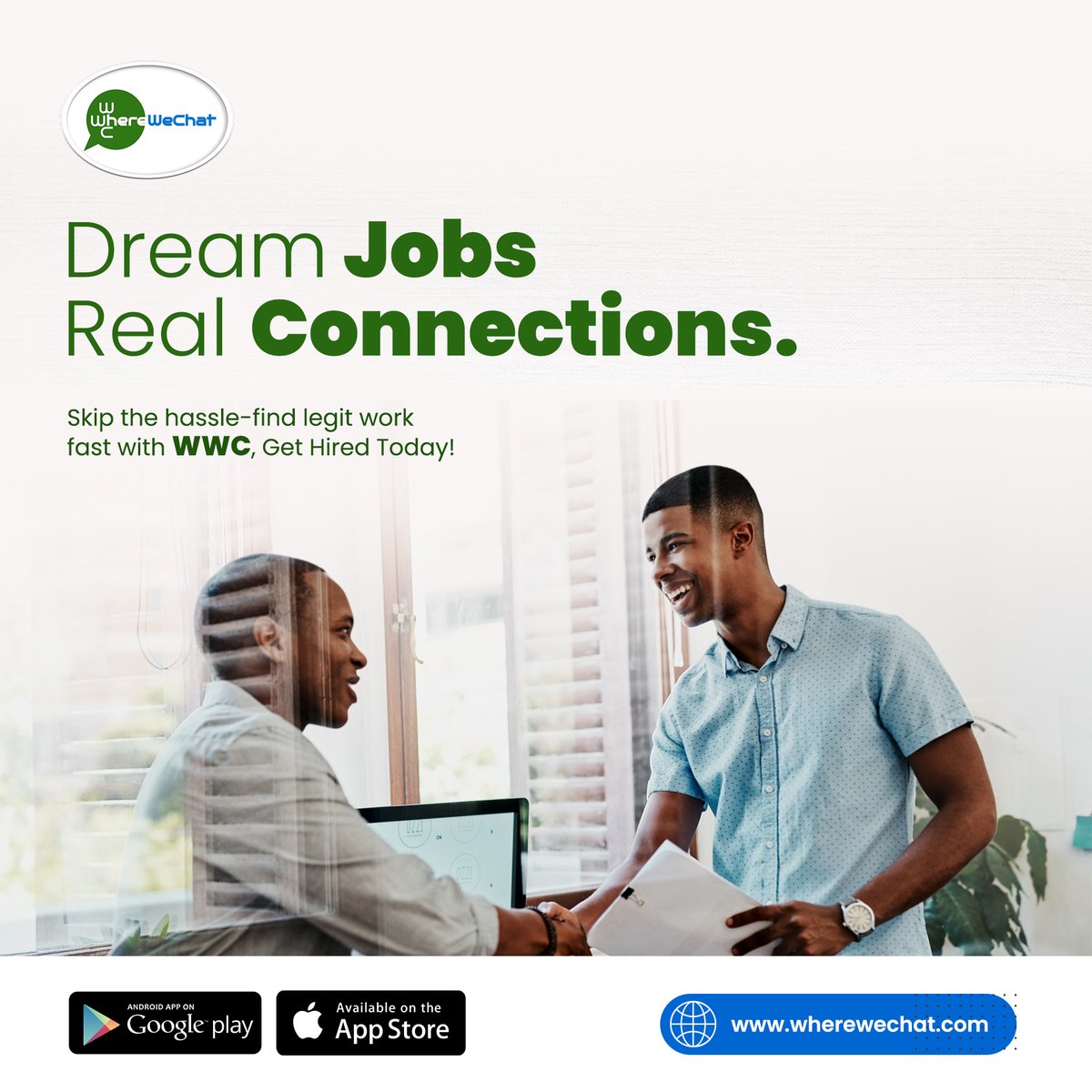 Wherewechat1's tweet photo. 📣 Looking for Work or Hiring?
Your next opportunity is just a click away.
On WhereWeChat, you can:
✅ Post job openings
✅ Apply to verified vacancies
✅ Hire trusted professionals
💼 Hire or Get Hired Now

📲 Download the app today:
 iOS: https://t.co/4AyJSJu3Zh

 Android: https://t.co/jaXgfAU8wX

#WhereWeChat #JobSearch #HireOrGetHired #NigeriaJobs #WWCJobs
