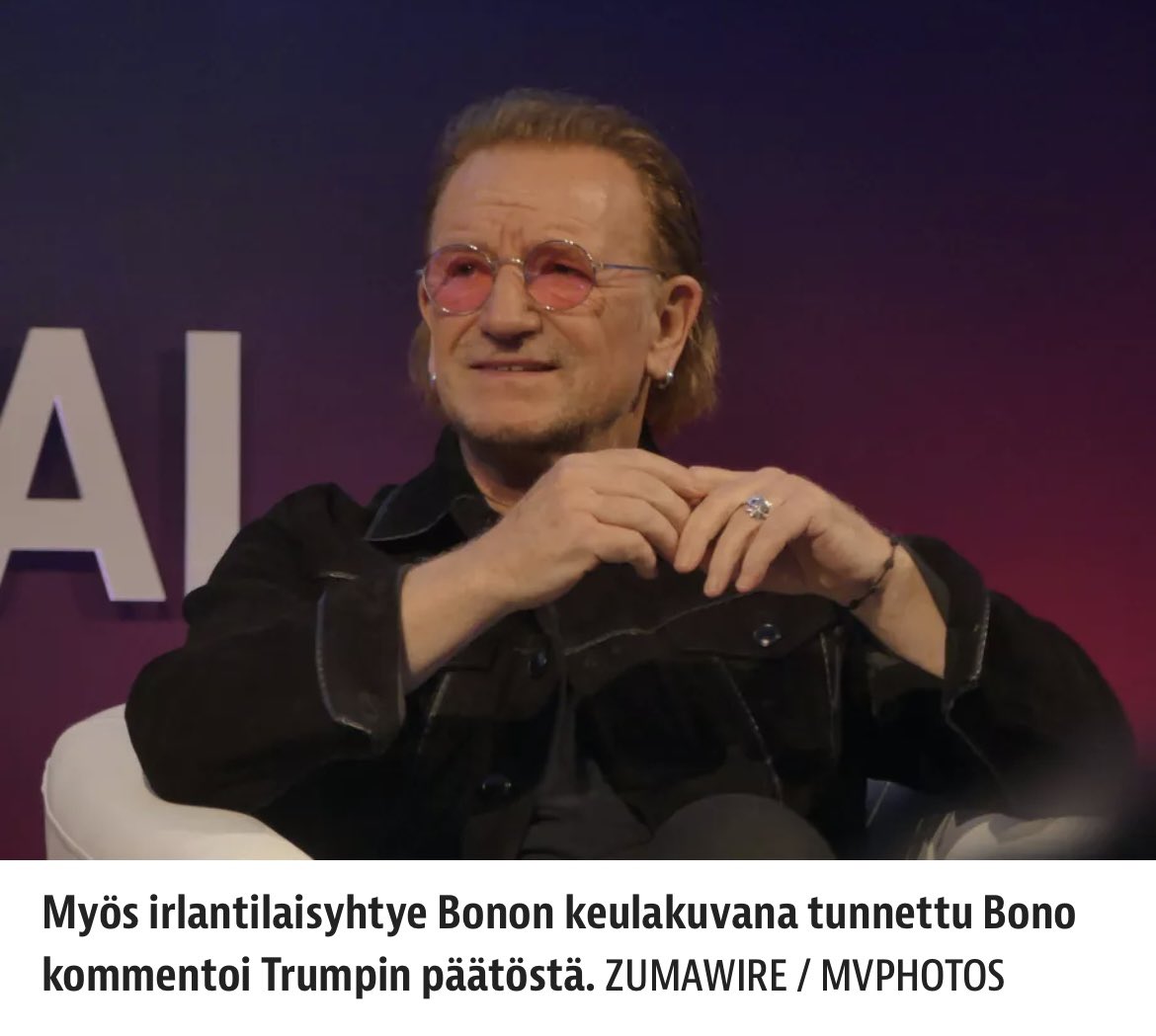 Irlantilaisyhtye Bonon keulakuvana tunnettu Bono. 🤦‍♂️🇮🇪