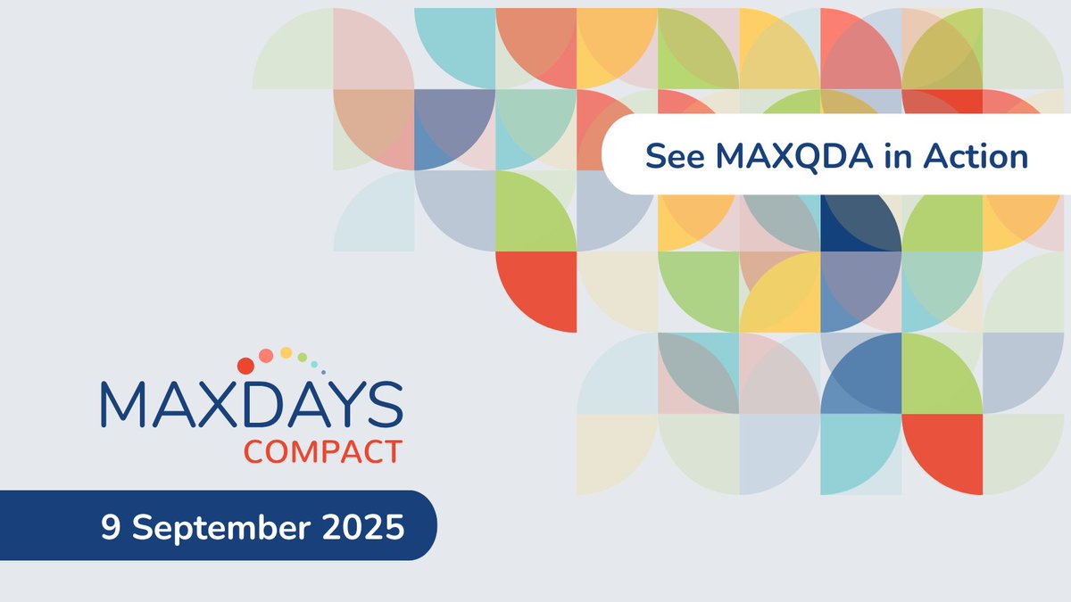 VerbiSoftware's tweet image. We're excited to introduce MAXDAYS Compact 🔥 It will provide a focused experience, combining everything you love about MAXDAYS into a powerful, one-day virtual format.
Get ready for a day dedicated to #QualitativeDataAnalysis: ow.ly/mtlZ50Wjuif
