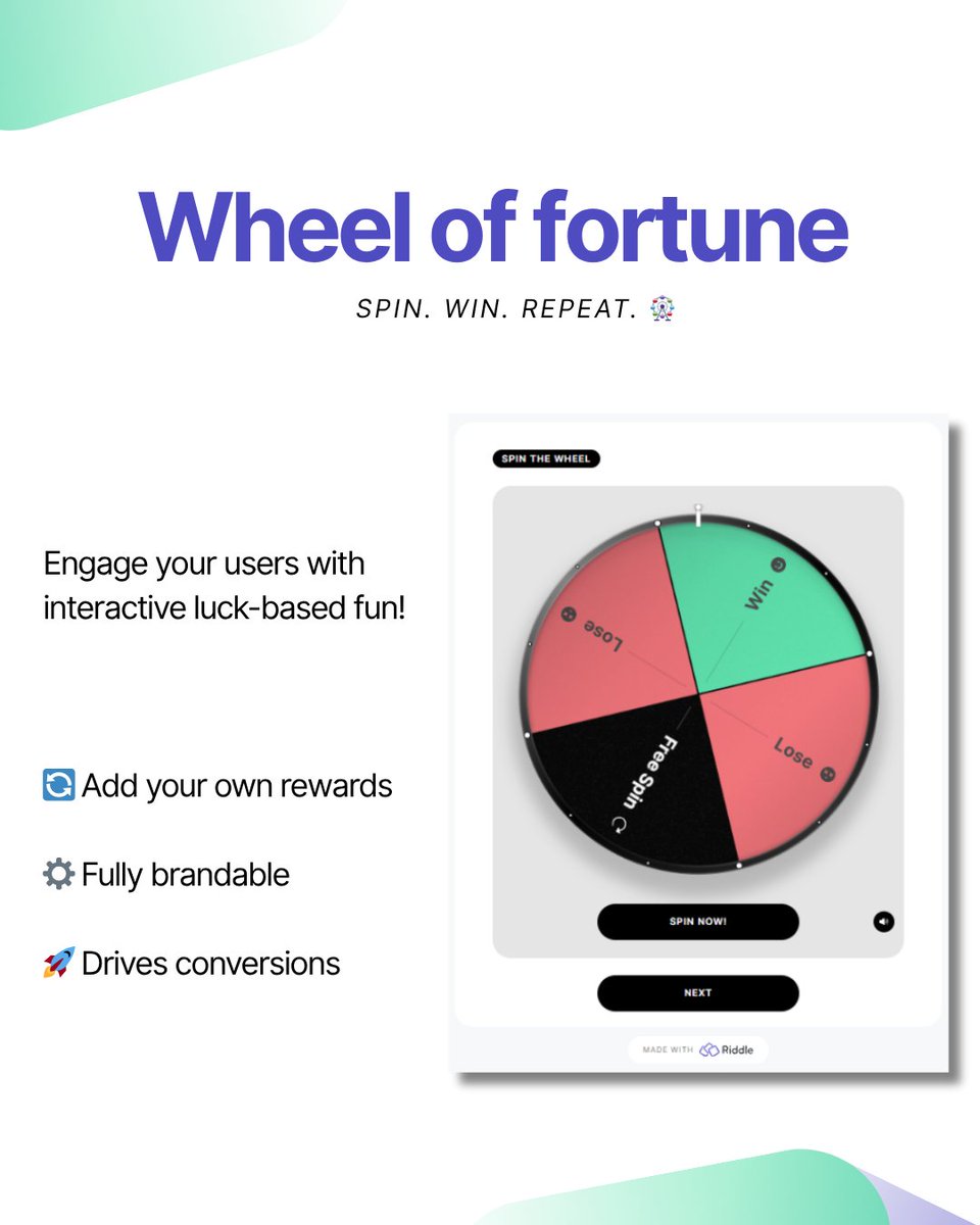 🎮 Minigames are here on Riddle!
Add instant fun with 🧠 Sudoku, 🎰 Slots &amp; 🎡 Wheel of Fortune – no code needed.
⚡ Boost engagement
⏱️ Increase time on site
🚀 Start gamifying: Riddle.com
#Riddle #Gamification #InteractiveContent #MiniGames #MarketingTools #NoCode