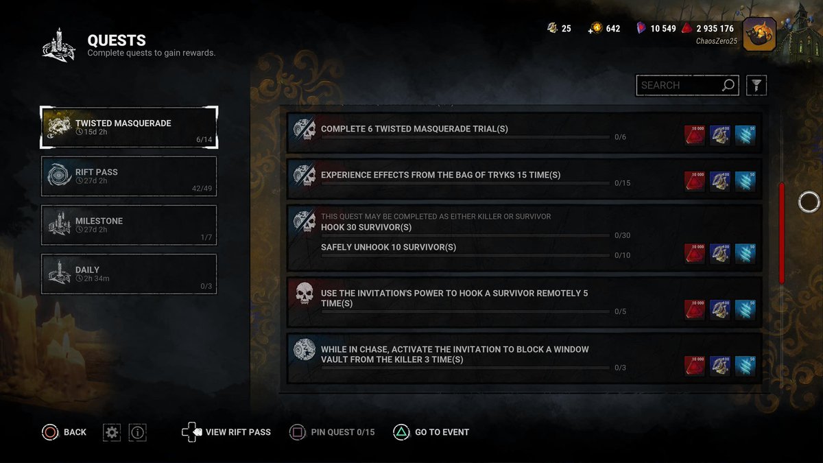 ChaosZero25's tweet photo. Starting Part 2 of the Twisted Masquerade event on DBD. Come by, say hi or even lurk! Let's see if I can get all them in this stream!

https://t.co/b3Se9y4u6j

#deadbydaylight💀 #dbd #ps5 #shirtmysurvivor #fun #masquerade #gamer #gamerlife https://t.co/GBVqnPhA84