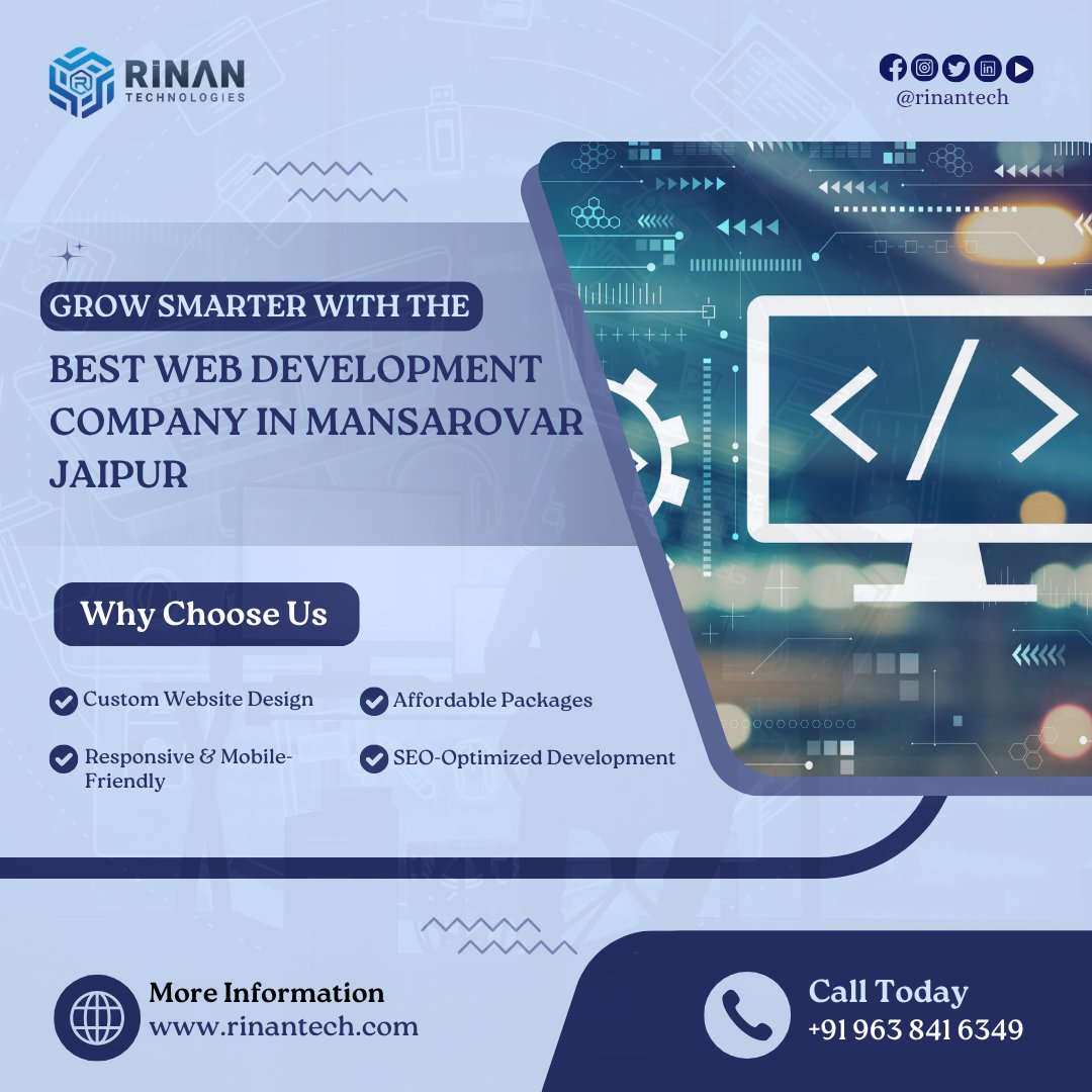 rinantech's tweet photo. 🚀 Our Mansarovar-based team builds websites that convert and grow your brand online. Start smart, grow smarter today!

#rinantechnologies #webdevelopment #mansarovarjaipur #jaipurbusiness #webdesignexperts #websitedesignjaipur  #responsivedesign #ecommercedevelopment https://t.co/s7tQbqIq1x