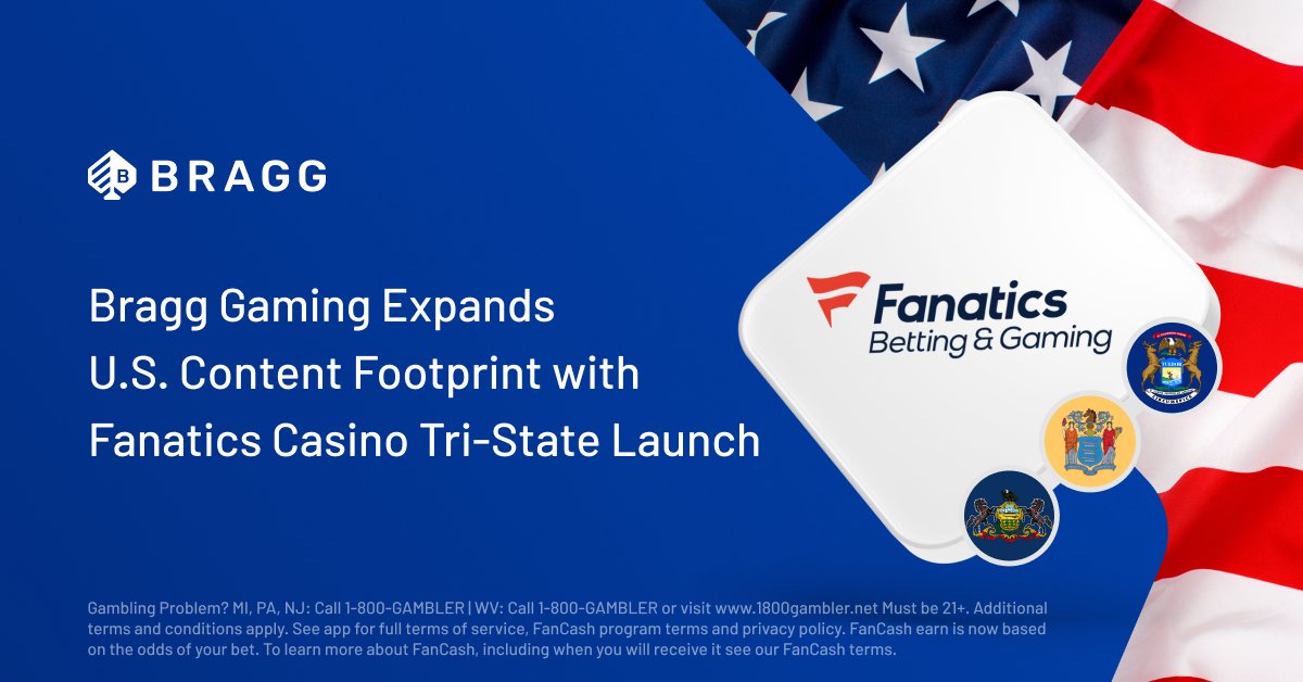 Bragg Gaming Group is pleased to announce the launch of its newest games and technology with <a href="/Fanatics/">Fanatics</a> Casino across New Jersey, Michigan and Pennsylvania. $BRAG
bragg.group/bragg-gaming-e…