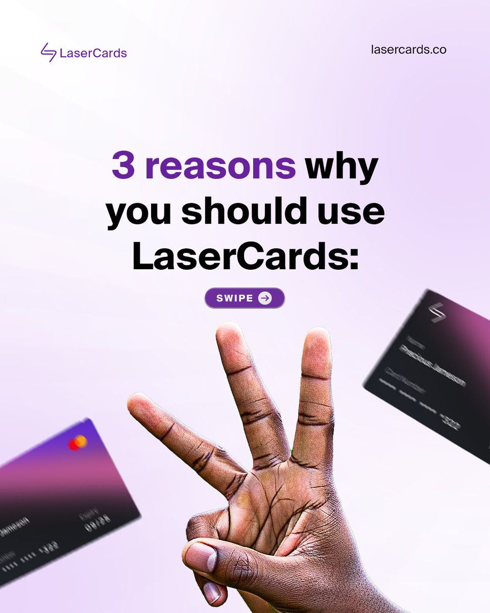 lasercardsco's tweet image. If you need a reason to use LaserCards for all your online payments, we’re giving you 3.
Visit lasercards.co to create and fund your reliable virtual dollar card today🥳