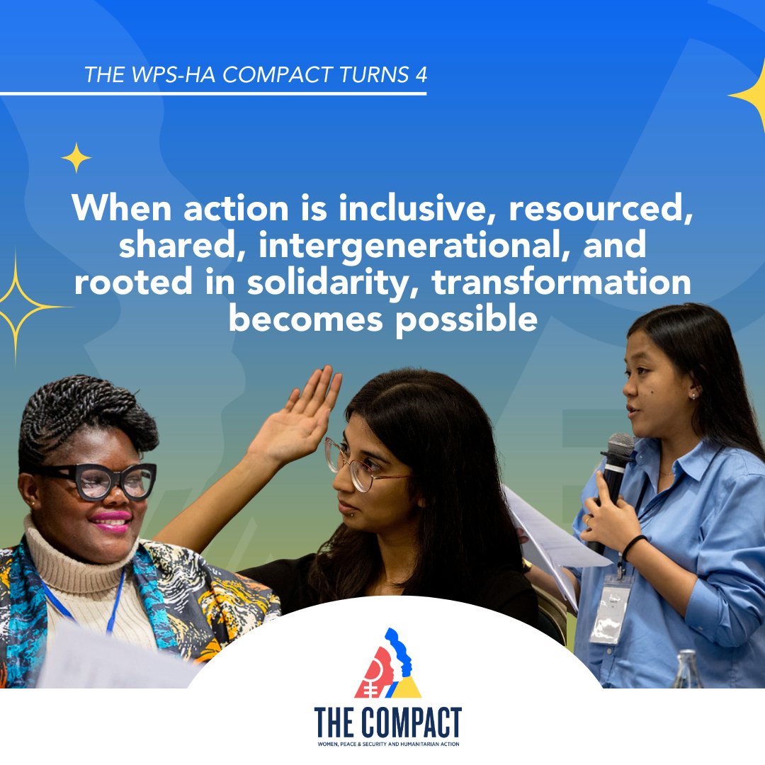 WPSHACompact's tweet image. We move peace &amp;amp; security forward by changing not just what we do,but how we do it, working across generations, centering the voices that are often left out, building strong partnerships, &amp;amp; seeking sustainable action. The WPS-HA Compact is a path toward lasting change. #CompactAt4