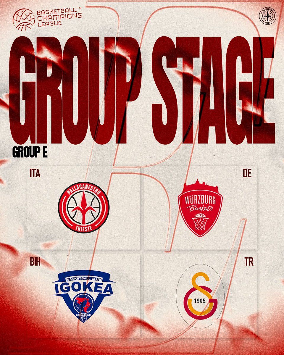 PallTrieste's tweet photo. 𝘛𝘳𝘪𝘦𝘴𝘵𝘦, 𝘭’𝘌𝘶𝘳𝘰𝘱𝘢 𝘤𝘩𝘪𝘢𝘮𝘢. ⁣
⁣
Würzburg 🇩🇪, Igokea 🇧🇦, Galatasaray 🇹🇷. ⁣
⁣
#PallacanestroTrieste #BasketballChampionsLeague https://t.co/Q74POw8onw