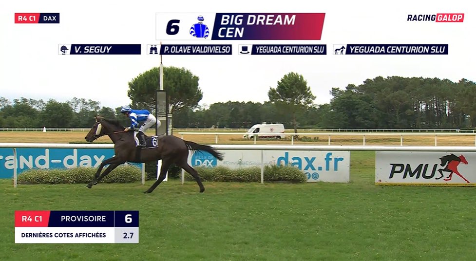🥇🇪🇸Victoria española para comenzar la jornada en Dax. Ganó BIG DREAM CEN con los colores de la Yeguada Centurión y la preparación de <a href="/Patrikolave/">Patrik Olave Racing</a>
