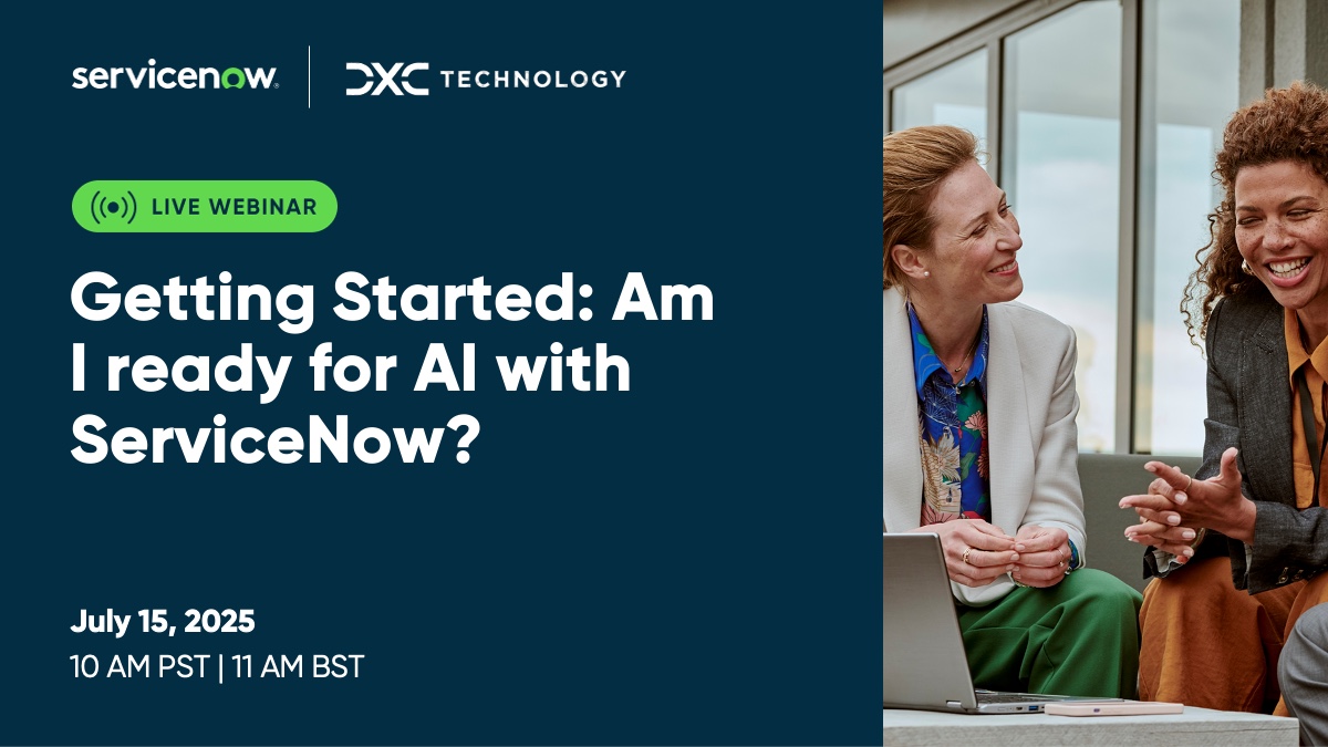 LorenzoCapozza's tweet photo. Join us for an exclusive event featuring DXC Technology, a Global Elite ServiceNow partner, to explore how to ensure your AI journey is a successful one by understanding the readiness challenges that need to be overcome. This is where transformation begins:https://t.co/oXxtbXmKya https://t.co/R91rAyhAlW