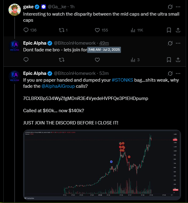 BitcoinHomework's tweet photo. Did @Ga__ke listen to my call on $STONKS?
I replied to him at 7:46am - Don't Fade Me...
At 7:54 (8mins later) he aped in with a top blast!
Do I have motion?
@AlphaAiGroup 

#KOL #GAKE #MOTIONMEN 

7CLBRXBp534WyZfgMDnR3E4VyedeHVPFQe3P1EHDpump https://t.co/gQwDoDd3x4