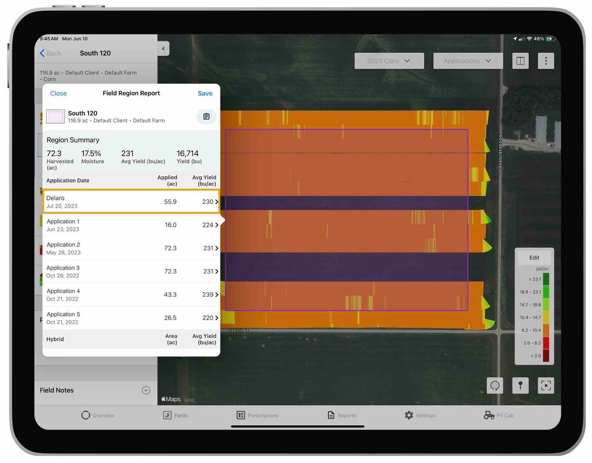 fieldviewhelp's tweet image. Field Region Report (FRR) by Application

Field Region Report by application allows customers to identify a region with the field and then create a report that shows the yield data by each application tank mix that was applied with the region selected.

support.climate.com/kt#/kA04z00000…