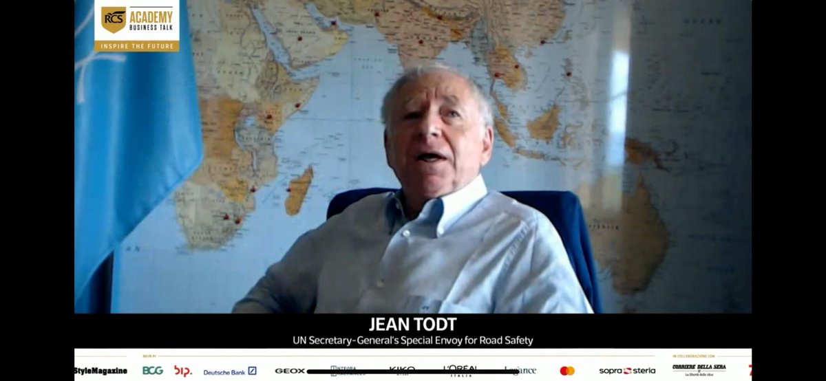 JeanTodt's tweet image. Un piacere partecipare in collegamento da Ginevra al #FashionLuxuryTalk organizzato da RCS Academy e @Corriere - una combinazione vincente anche per promuovere la sicurezza stradale. Un grazie speciale a Stefano Domenicali e Michela Proietti. #RoadSafety #FashionMotori