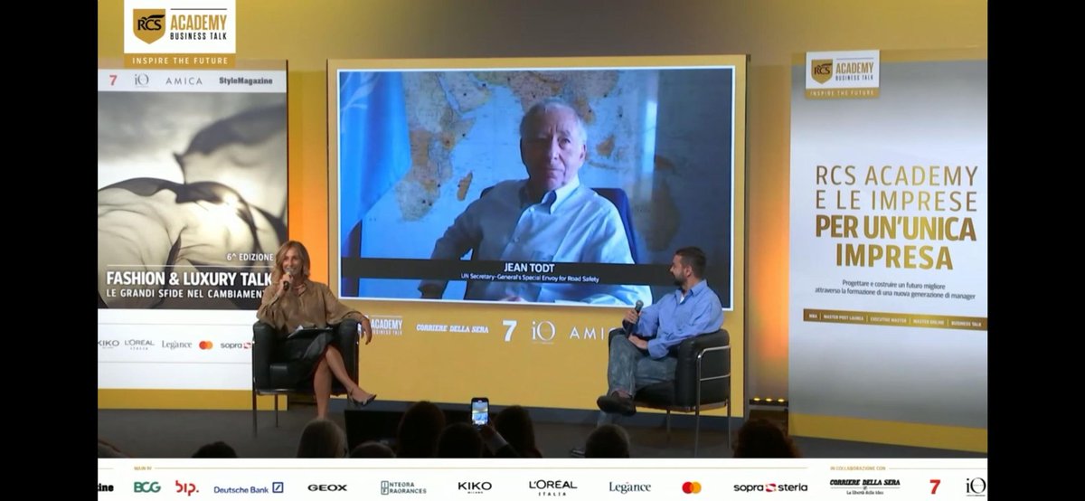 JeanTodt's tweet image. Un piacere partecipare in collegamento da Ginevra al #FashionLuxuryTalk organizzato da RCS Academy e @Corriere - una combinazione vincente anche per promuovere la sicurezza stradale. Un grazie speciale a Stefano Domenicali e Michela Proietti. #RoadSafety #FashionMotori