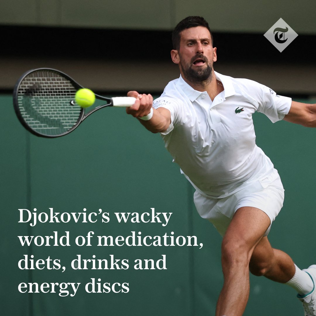 TelegraphSport's tweet image. Telegraph Sport looks at some of the ways Novak Djokovic maximises his athletic performance and welfare:
🍽️ Gluten and dairy-free diet
🪙 Taopatch nanotechnology
🍵 SILA “magic potion”
#Wimbledon
Read more: telegraph.co.uk/tennis/2025/07…