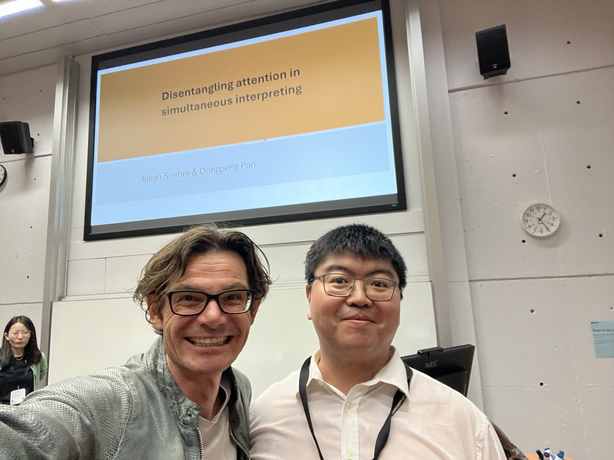 At <a href="/EST25Leeds/">EST25Leeds</a> Prof. <a href="/KilianGSeeber/">KilianGSeeber</a> and Dongpeng Pan <a href="/unige_en/">UNIGE_en</a> talk about shrimp and whales to illustrate the allocation of attention in simultaneous interpreting. Fascinating research at <a href="/InterpretingFTI/">INT-FTI</a> at <a href="/FTI_UNIGE/">FTI_UNIGE</a>
