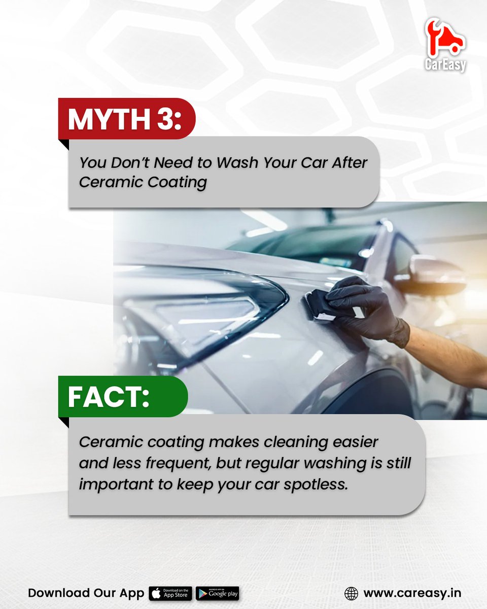 careasy_support's tweet photo. 🚗 Ceramic Coating Myths – Busted!

1️⃣ Scratch-proof? ❌ Only resists light marks
2️⃣ Lasts forever? ❌ 2–5 yrs w/ care
3️⃣ No washing? ❌ Still needed

📩 DM for FREE consult

#carcare https://t.co/vR48iw7rzi