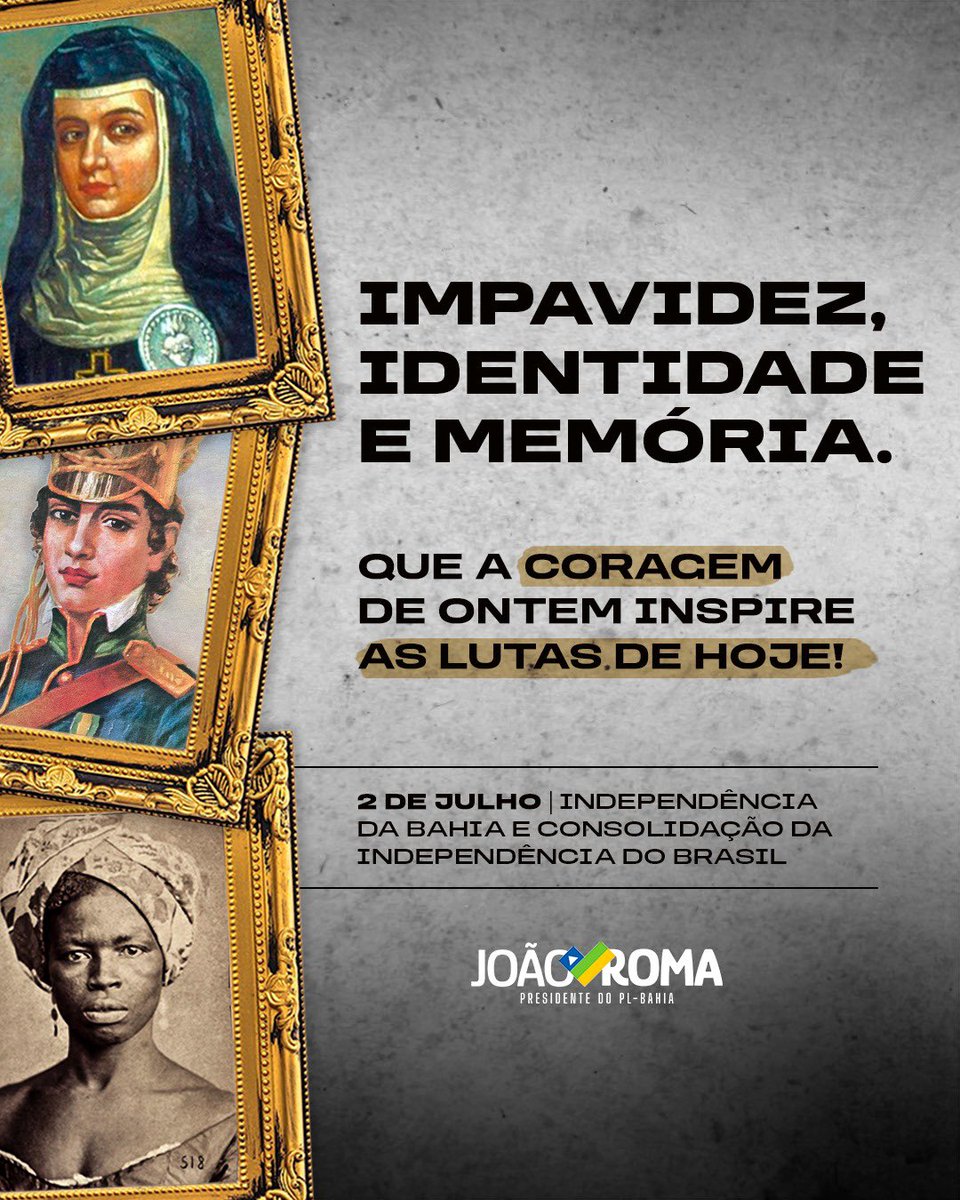 A Bahia mostrou que o povo, com união e amor à pátria, pode mudar o destino do país. Hoje, mais do que nunca, precisamos defender nossos valores, nossa nação e nossa soberania para honrarmos esse legado e a marca histórica desses heróis. #2DeJulho