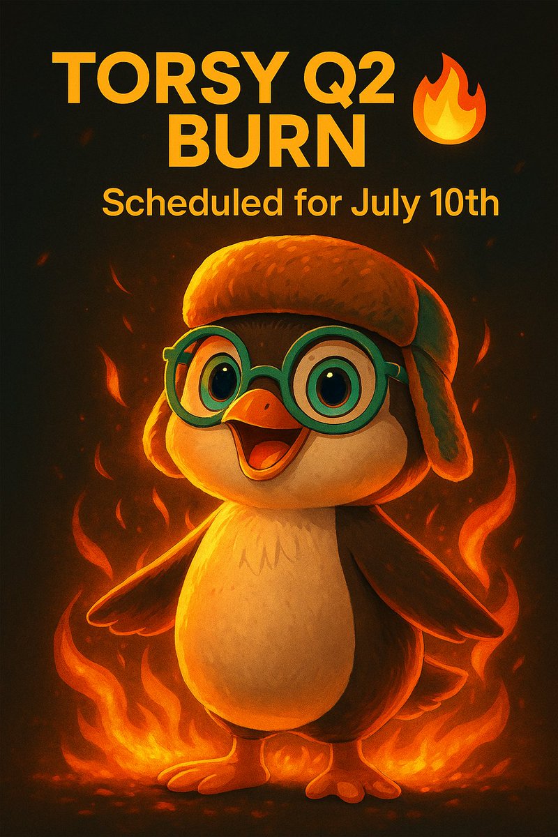 $Torsy Q2 Burn Announcement 🔥

Mark your calendars! The Q2 $TORSY Burn is officially scheduled for July 10th.
A major step forward in reducing supply and strengthening the ecosystem.

Let the countdown begin! ⏳

#BTC #SOL #BURN #GAME #P2E #B2E