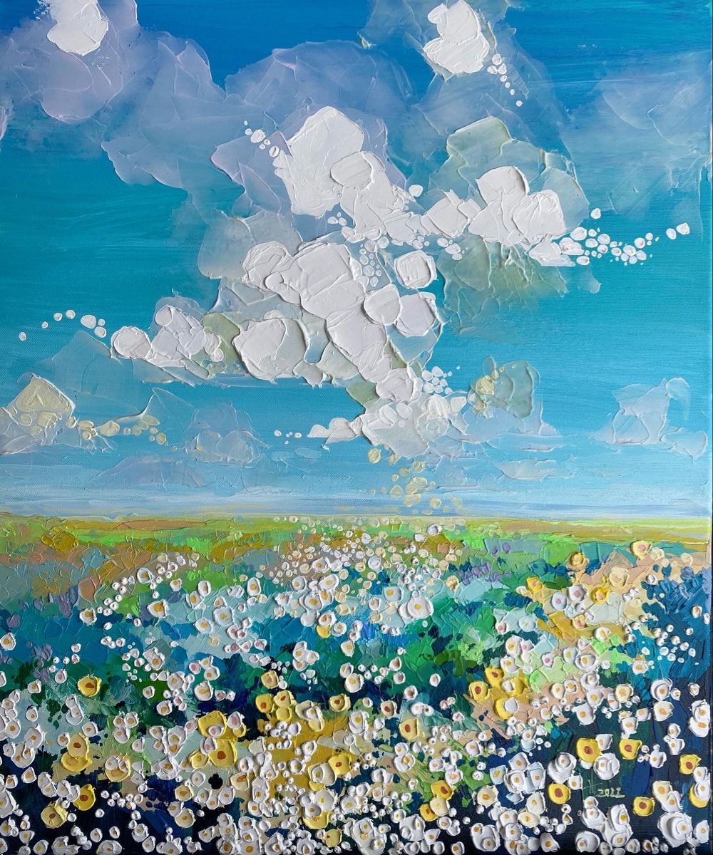 amtrusova's tweet image. acrylic, canvas 50*60 cm «chamomile field» 2022.