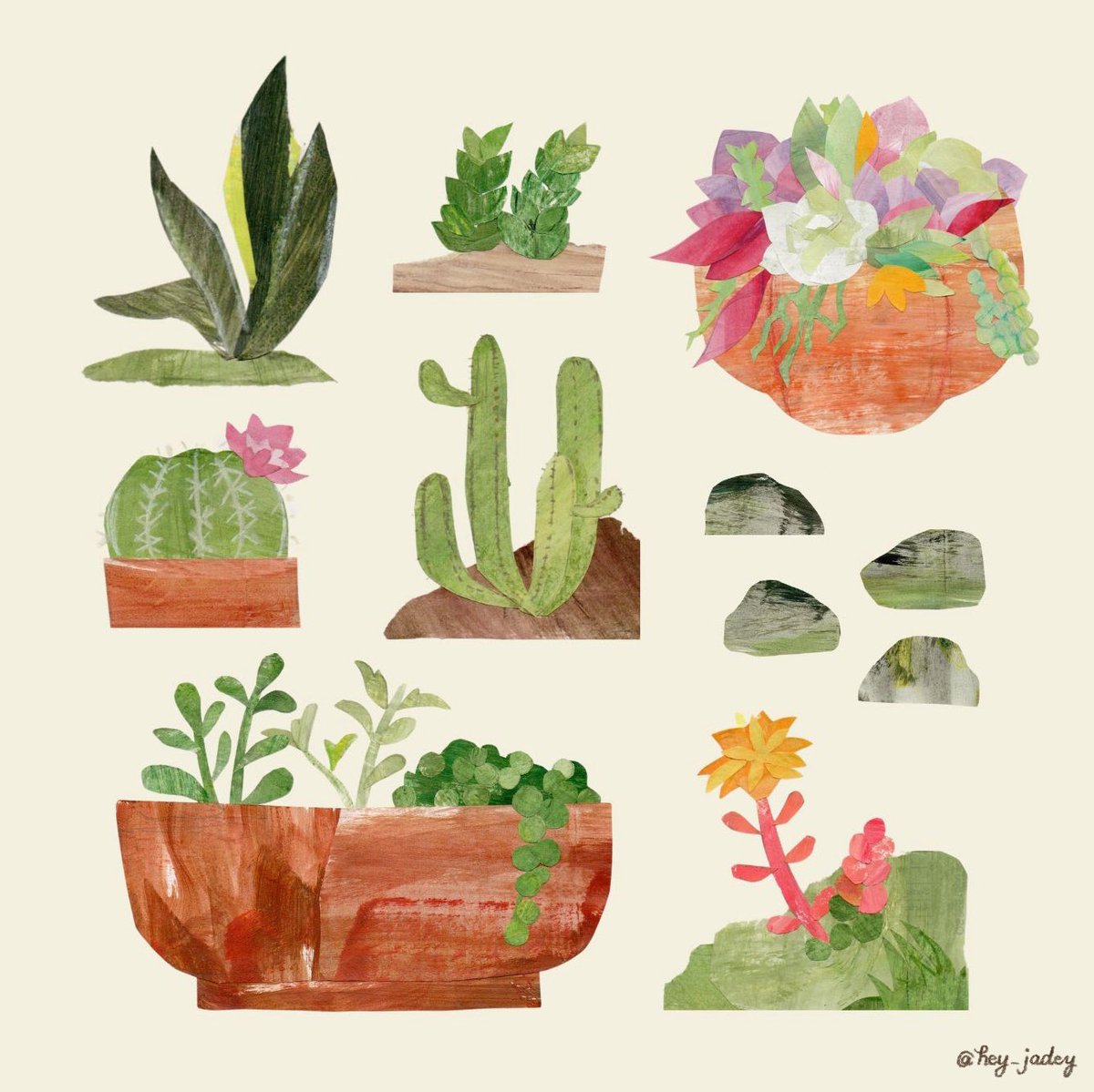 Paper Collage Succulents 🌿✂️