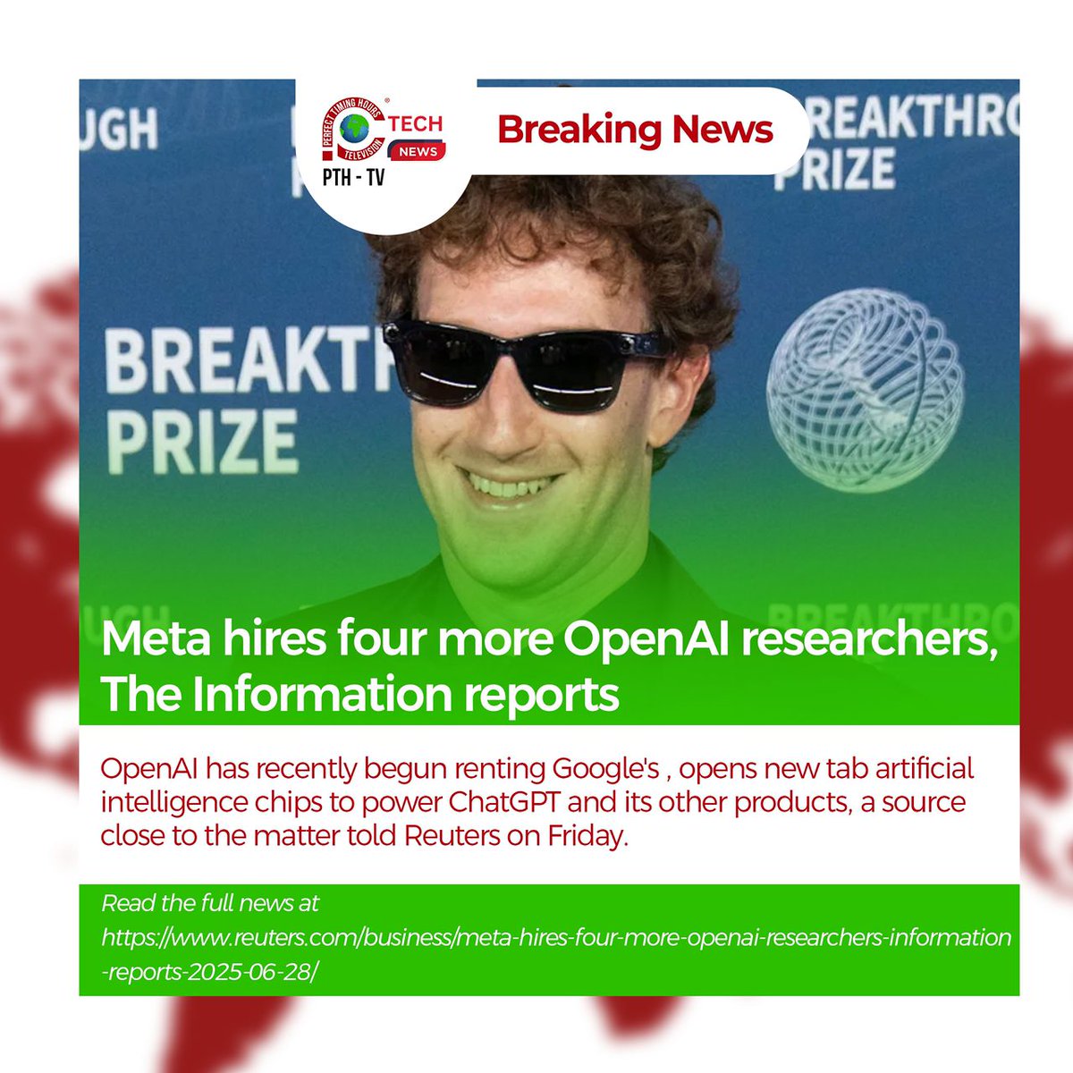 Meta hires four more OpenAI researchers, The Information reports

Read the full news at reuters.com/business/meta-…