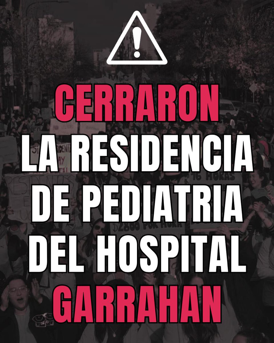 ⚠️ CERRO LA RESIDENCIA DE PEDIATRÍA DEL GARRAHAN

Sí, leíste bien. El Ministerio de Salud decidió cerrar la residencia de pediatría más prestigiosa del país, y lo hizo por la puerta de atrás: transformándolo en una beca precarizada.

¿Qué significa esto? Que los residentes
